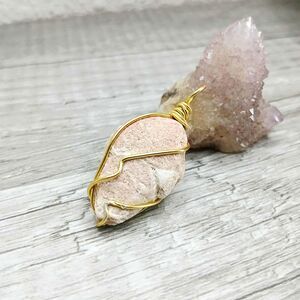 Fossil Wire Wrapped Pendant, Jewelry Making Craft Supplies, 1.5"